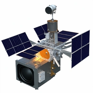 A Large Spacecraft Is Shown In A White Background