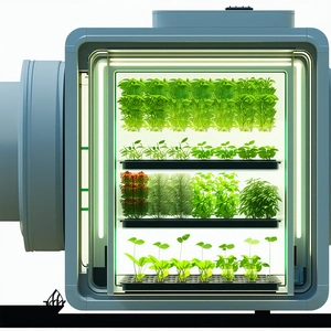 A Large, Clear Plastic Box Filled With Various Plants