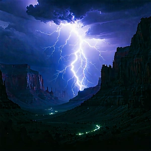 Nature Graphic Design: Lightning Over Canyon Floor With Captures Beautiful