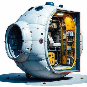 A Large White Spacecraft Is Shown In A Close-up View