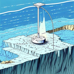 The Image Is A Cartoon Drawing Of A Lighthouse On A Rocky Island