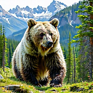 Nature Architectural Photography: Bear In Mountain Terrain With Large Brown