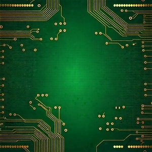 Tech Flat Design: Circuit board with digital particles