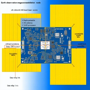 A Computer Board With A Blue And Yellow Background