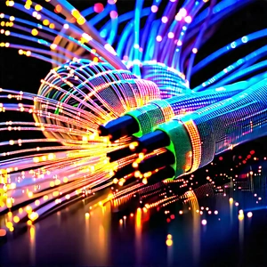 Close-up of fiber optic cables