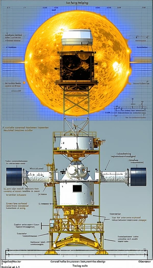 A Spacecraft Is Shown In A Diagram, With A Large Sun In The Background