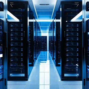 Tech Oil Painting: Futuristic Server Room With Large Room
