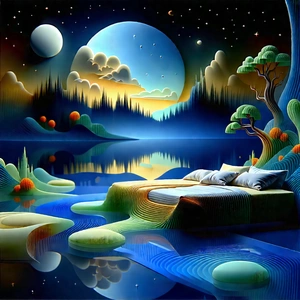 Smart Home Device With Digital Artwork With Painting Bedroom