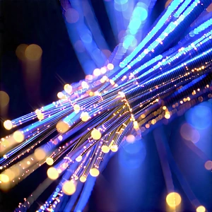 Close-up Of Fiber Optic Cables With Blue Wire