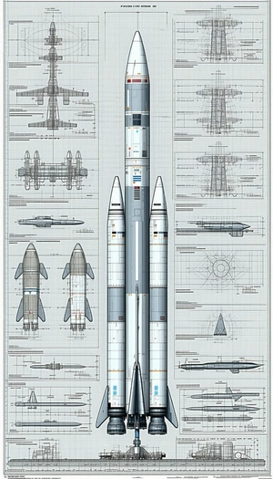 A Large Drawing Of A Rocket Ship Is Displayed On A Piece Of Paper