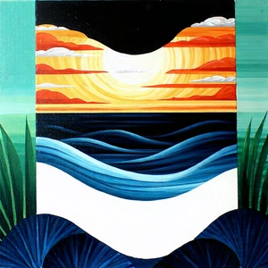 Nature Acrylic Painting: Tropical plants in coastal environment