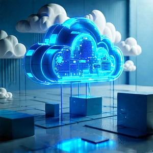 Cloud Computing Visualization With Blue Cloudy