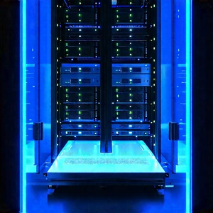 Server rack with blue light (glow:1.25)