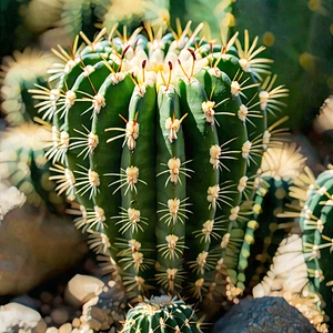 Nature Macro Photography: Cactus In Natural Setting With Large Cactus