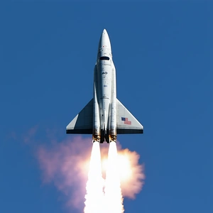 A Space Shuttle Flying Through The Sky, With Its Booster Rockets Still Attached