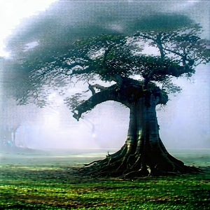 Nature Landscape Photography: (ancient:1.33) (tree:1.14) in misty environment