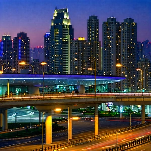 Urban Architectural Photography: Cityscape Of Modern Metropolis During Night With City Skyline