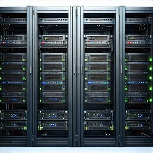 Server rack with data streams