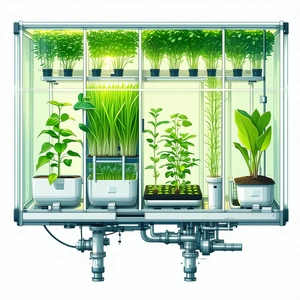 A Large Display Of Various Plants, Including Grass, In A Greenhouse Setting