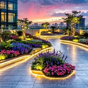 Urban Macro Photography: Rooftop Garden With Shopping With Beautifully Garden