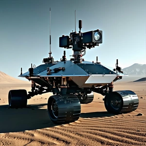 A Large Robotic Vehicle With A Dome-shaped Top, Sitting On A Sandy Surface