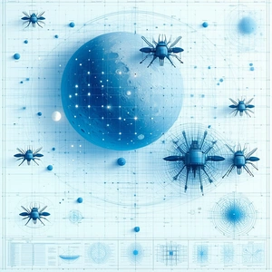 In This Image, There Is A Blue Globe With A Lot Of Small Blue Dots On It