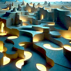 Abstract Tilt-Shift Photography: Tessellation with glowing elements