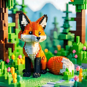 Nature Voxel Art: Fox in natural habitat