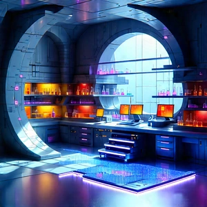 (futuristic:1.25) Research Laboratory With Image, There
