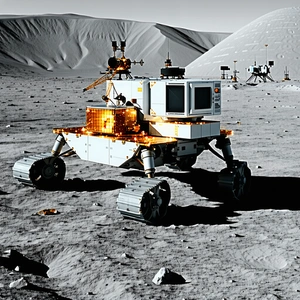 A White Rover Vehicle On The Surface Of The Moon