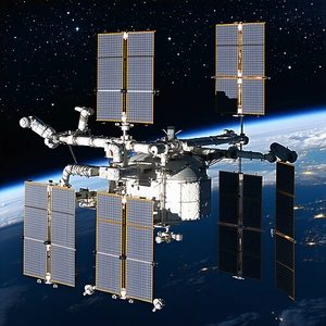 A Space Shuttle With A Large Satellite On Top Of It