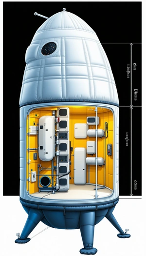 In The Image, There Is A Space Shuttle With A Large White Dome On Top Of It