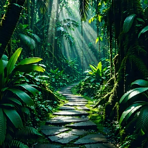 Nature Digital Art: Path through tropical jungle