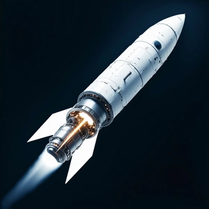 A Rocket Is Shown In A Close-up Shot, With Its Engine And Exhaust Visible