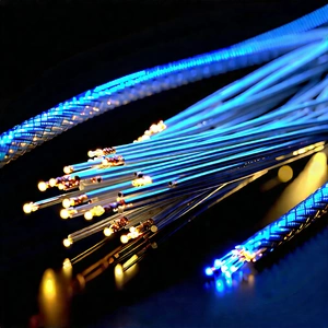 Close-up Of Fiber Optic Cables With Close-up Blue