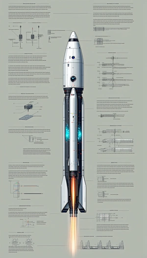 A Large Poster Is Displayed, Showing A Detailed Diagram Of A Rocket