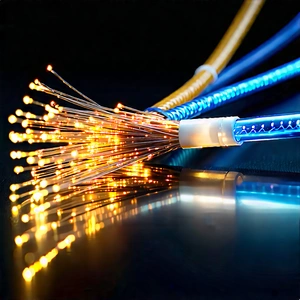 Close-up Of Fiber Optic Cables With Close-up Bunch