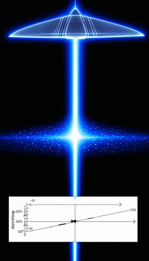 The Image Is A Black And White Photo Of A Blue Light Beam