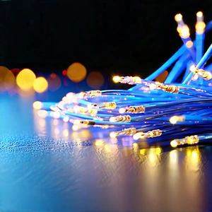 Close-up Of Fiber Optic Cables With Close-up Blue