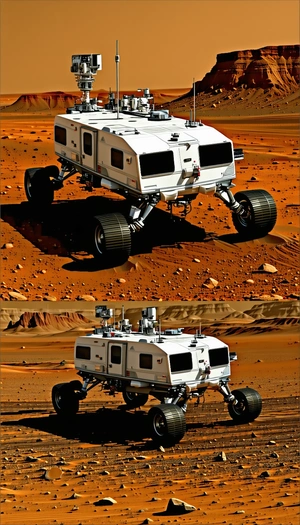 A White And Black Vehicle, Possibly A Truck Or A Car, Driving On A Dirt Road