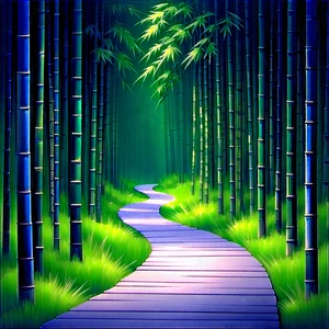 Nature Abstract Design: Path Through Bamboo Grove With Serene Forest