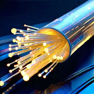 Close-up of fiber optic cables