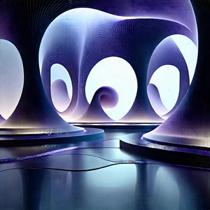 Futuristic Digital Workspace With Futuristic Cityscape