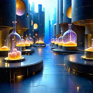 Futuristic Research Laboratory With Image, There