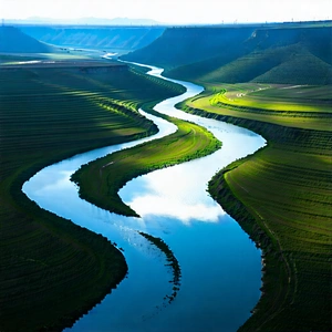 Nature Unreal Engine: Aerial View Of Winding River With Serene River