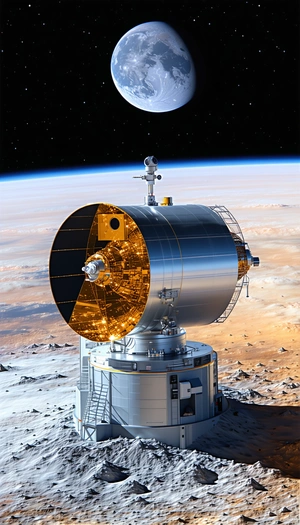 A Large Spacecraft Is Seen In The Foreground, With A Smaller Spacecraft In The Background