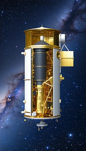 A Large, Shiny, Gold Spacecraft With A Black And Grey Interior