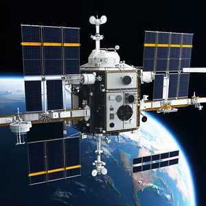 A Large Space Station With A Prominent Dome Structure