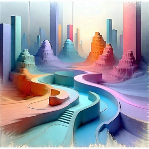 Abstract Pastel Drawing: Conceptual Representation Of Unity With Colorful, Three-dimensional