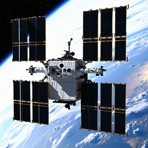 A Space Shuttle With A Large Number Of Solar Panels On Its Side